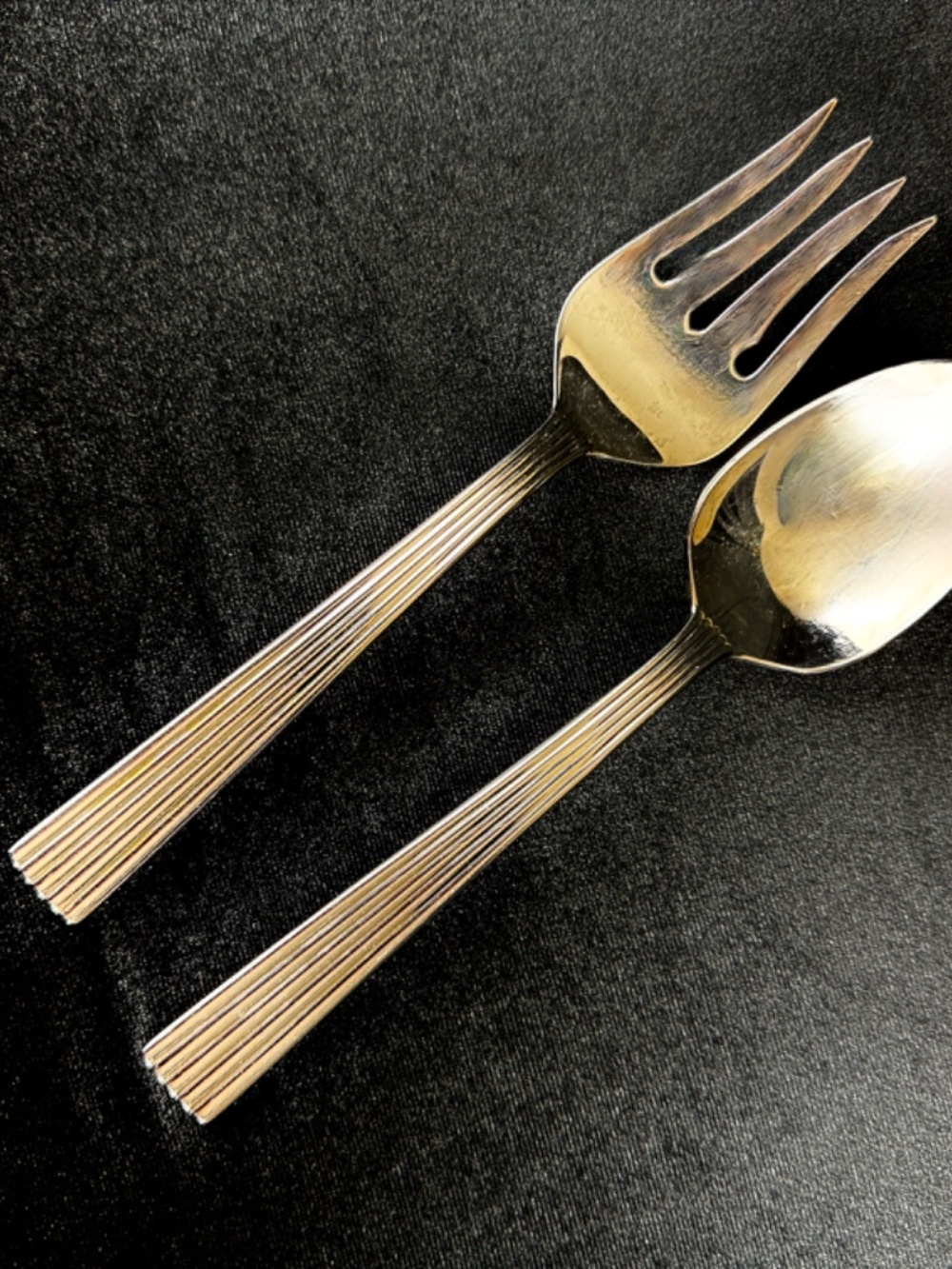 Vintage Ionic Towle Stainless Steel Lg Serving Spoon and Meat Fork 2 pc Korea